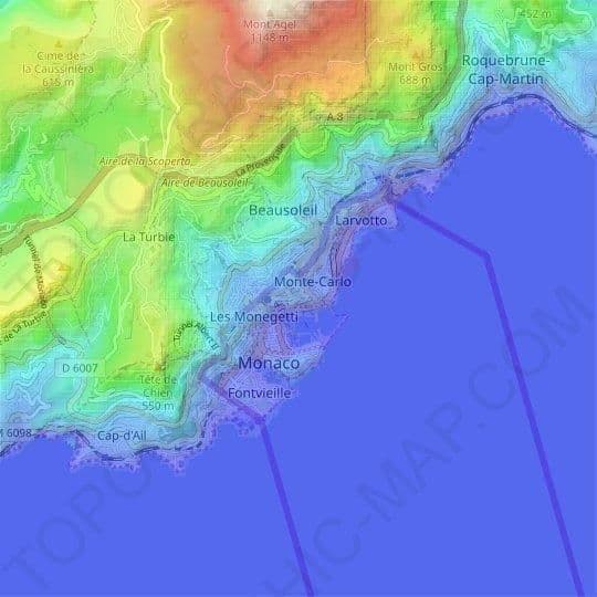 Monaco elevation map
