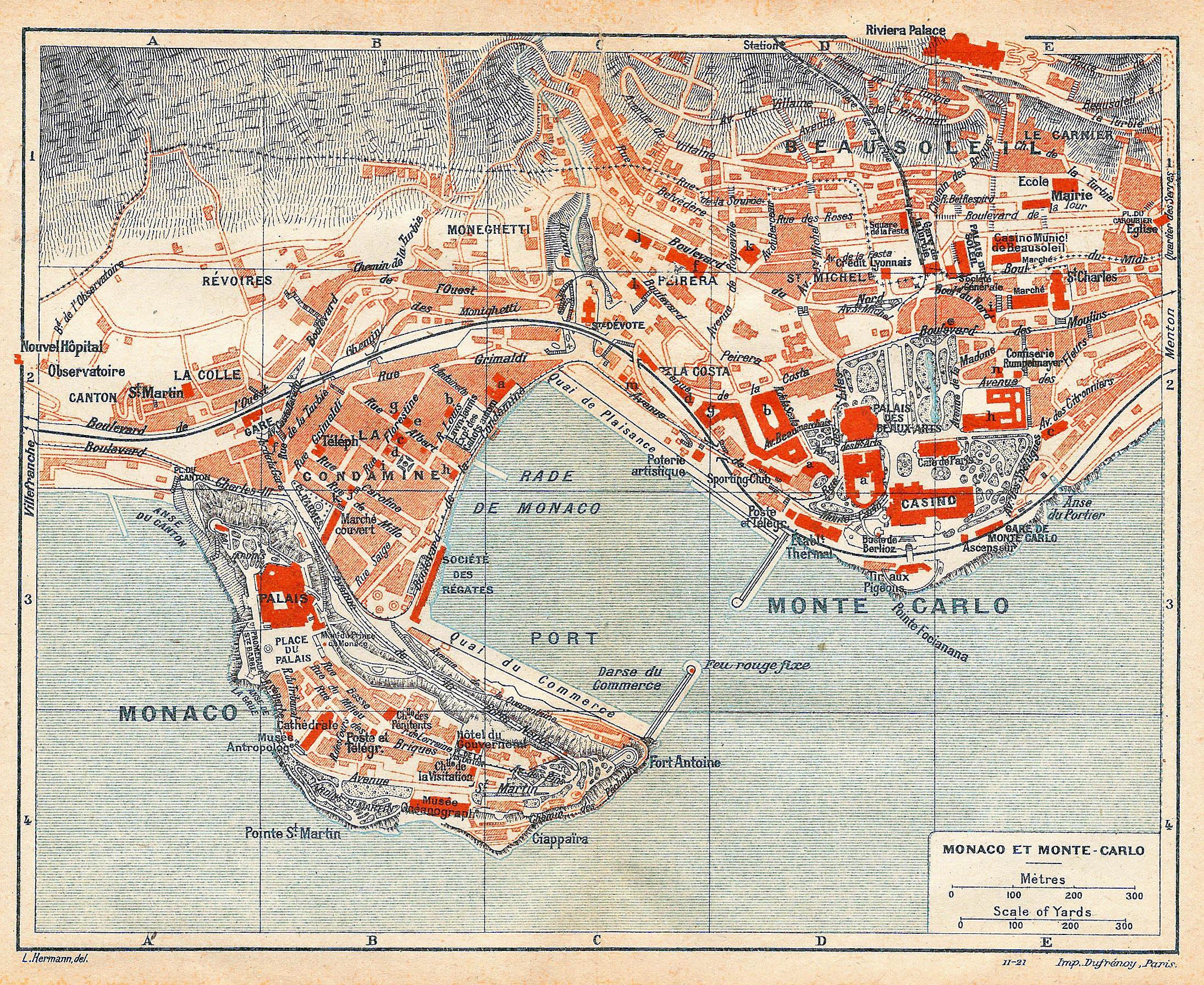 Map Of Monaco Old Historical And Vintage Map Of Monaco