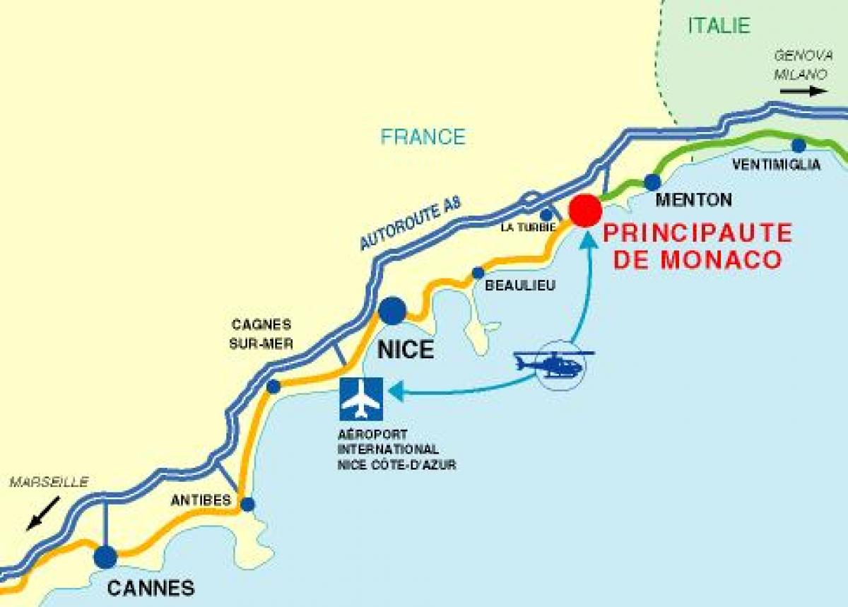 Monaco airports map
