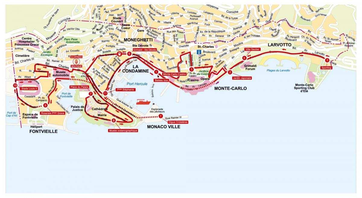 Monaco Hop On Hop Off bus tours map