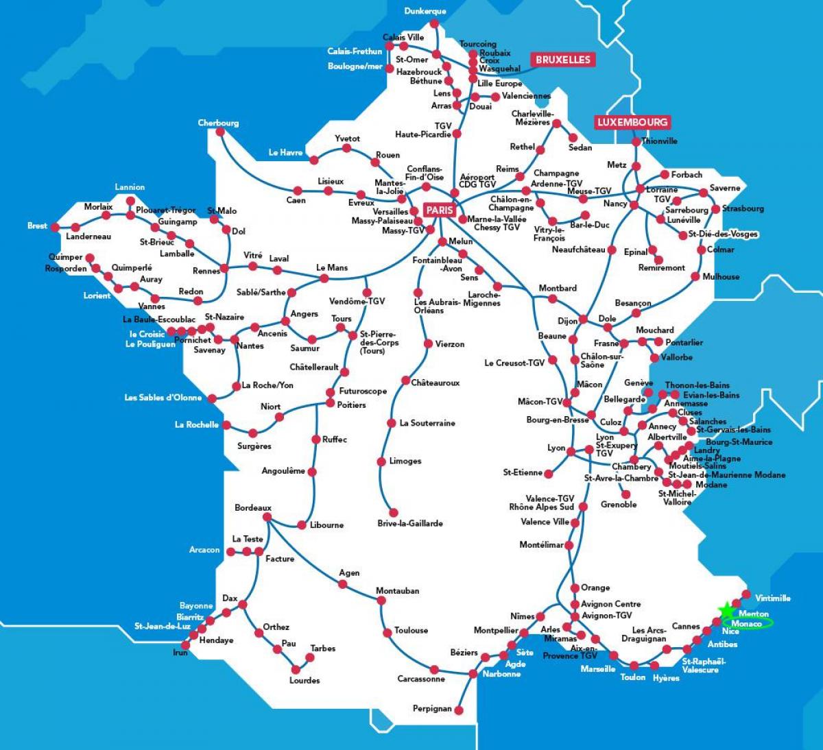 Monaco railway stations map